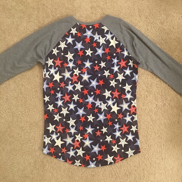 LuLaRoe Randy Tee Small Americana with Stars - Picture 3 of 8